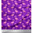 thumbnail image 1 of Soimoi Purple polyester Crepe Fabric Flamingo Bird Print Sewing Fabric Yard 52 Inch Wide, 1 of 3