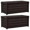 thumbnail image 1 of Keter Brightwood Weatherproof Patio Deck Storage Box Bench, Brown (2 Pack), 1 of 12
