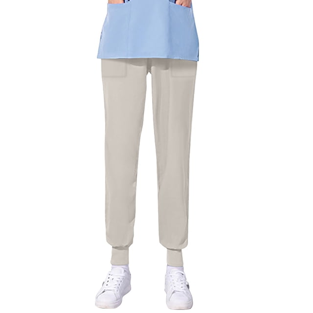 TIMIFIS Scrub for Women Solid Color Four Season Loose Bunched Feet Nurse Work Pants Scrub Pants - Spring/Summer