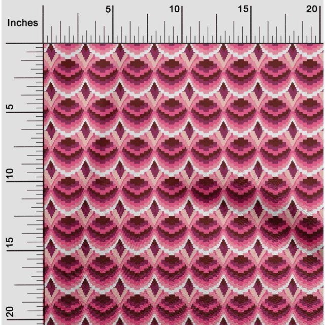 oneOone Cotton Silk Fabric Waves Flame Stitch Decor Fabric Printed BTY 42 Inch Wide