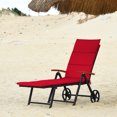thumbnail image 2 of Gymax Chaise Longue Pliante en Rotin pour Patio en Aluminium avec Roue et Coussin Rouge, 2 of 10
