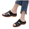 thumbnail image 1 of Womens Orthopedic Slippers Walking Slip on Sandals Comfortable Leather Wide Open Toe Platform Wedge Slides, 1 of 8