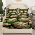 thumbnail image 3 of YST Stone Sheet Set,Natural Nature Fitted Sheet For Adult Teens,Green Leaf Moss Weed Bed Sheets,Plant Rock Botanical Fitted Sheet Fitted Sheet + Flat Sheet + 2 Pillow Cases,Full Size, 3 of 5