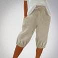 thumbnail image 2 of Timegard Shorts for Women Elastic High Waisted Drawstring Cinch Bottom Casual Half Shorts with Pockets, 2 of 6