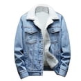 thumbnail image 2 of Men Casual Denim Jacket And Velvet Stand-collar Single-breasted Jacket Coat, 2 of 5