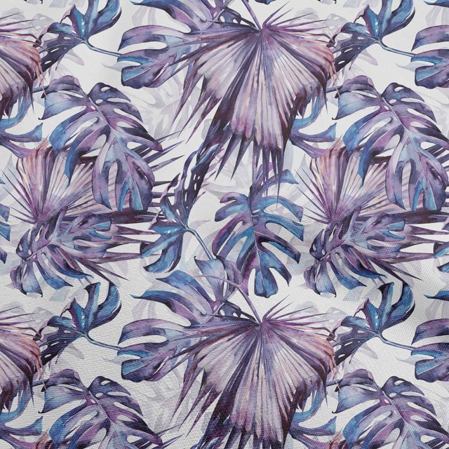 oneOone Velvet Medium Blue Fabric Leaves Craft Projects Decor Fabric Printed By The Yard 58 Inch Wide
