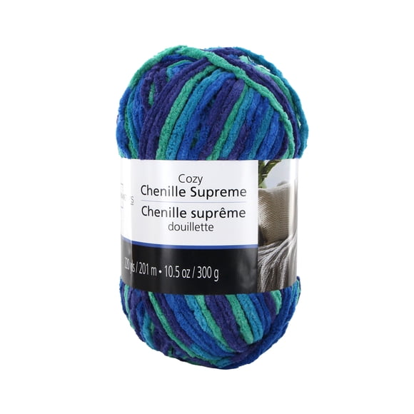 MAINSTAYS Cozy Chenille Supreme, 201 m (220 yds), 300 g (10.5 oz), 100% Polyester, Ocean