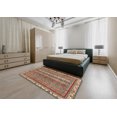 thumbnail image 4 of Ahgly Company Tapis d'Intérieur Carrés Abstraits Brun Rouge, Tapis de Zone Abstraits, 5 Pieds Carré, 4 of 6
