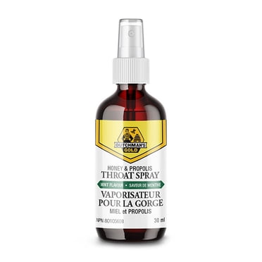 Dutchman’s Gold Honey & Propolis Throat Spray | Mint Flavour | Source of Antioxidants | Traditionally Used to Help Relieve Sore Throat | 30 mL