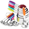 thumbnail image 1 of U-Taste 18/8 Stainless Steel Measuring Cups and Spoons Set: 12 Pieces Metal Stacking Kitchen Baking Cooking Food Measure Set 7 Cups 5 Spoons with Strengthened weld joints (Multicolors), 1 of 10