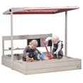 thumbnail image 1 of Outsunny Kids Sandbox with Cover, Wooden Sand Box Outdoor, Grey, 1 of 9