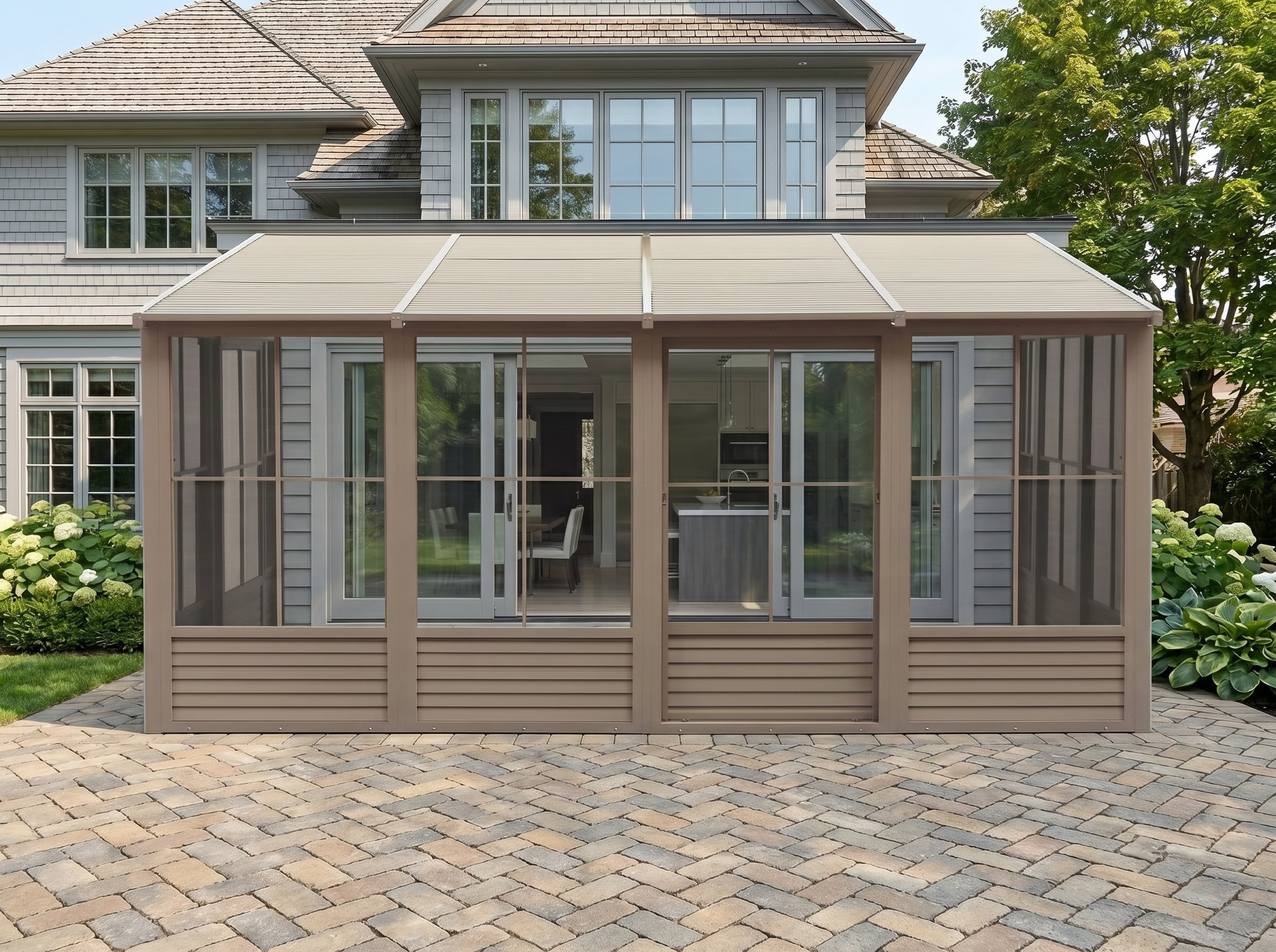 Gazebo Penguin Florence 10 pi x 16 pi Toit en Métal Solarium Mural - Sable
