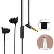 QualitChoice In-Ear Earphones Stereo Sleeping Earbuds with Microphone Noise Cancelling Earphones 3.5mm Wired Headset for MP3 Phones Black
