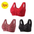 thumbnail image 3 of Bigersell Bras for Women Front Closure 3pcs Full-Figure Bra Style R-75 Breathable Push-Up Bras Pack R-75-red, 3 of 9
