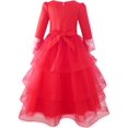thumbnail image 2 of Girls Dress Red Tiered Layers Holiday Party Pageant Dress 8 Years, 2 of 8