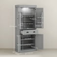 thumbnail image 3 of HOMCOM 71" Kitchen Pantry Cabinet with Spice Racks and LED Lights, Grey, 3 of 10