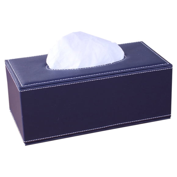 Tissue Box Cover Leather Retro Rectangular Multifunctional Napkin Holder, Modern Facial Tissue Pumping Paper Dispenser,navy blue