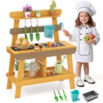 Gymax Play Kitchen for Kids w/ Removable Faucet Sink Grill Rack Rotation Knobs