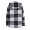 thumbnail image 4 of Fartey Plus Size Womens Plaid Fleece Shacket Jacket Oversized Flannel Button Down Fall Hoodie Jackets with Drawstring Warm Winter Coats Gray L, 4 of 7