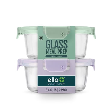 Ello Color Lock 3.4 Cup 2pk Round Glass Meal Prep Containers