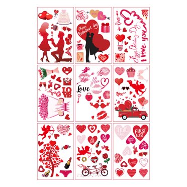 9 Feuilles Décorations de la Saint-Valentin Cœur Autocollants de Fenêtre, Grands Autocollants de Fenêtre Arbre Cœur Rouge Rose, Cadeaux de la Saint-Valentin pour Maison Bureau, Fournitures de Fête d'Anniversaire de Mariage