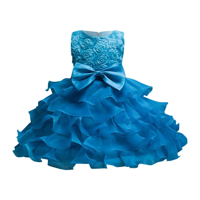 MIASHUI Girls Pageant Party Dress Ruffle Flower Kids Wedding Ball Gown Formal Princess Dress,Sky Blue,4-5 Years