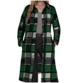 thumbnail image 2 of Women's Long Plaid Flannel Shirts Shacket Plus Size Long Sleeve Oversized Button Shirt Fall Spring Trench Coat with Pockets Green XL, 2 of 5