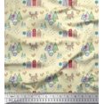 thumbnail image 1 of Soimoi Georgette Viscose Fabric House,Tree & Dog Clip Art Decor Fabric Printed Yard 42 Inch Wide, 1 of 3