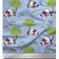 thumbnail image 1 of Soimoi Moss Georgette Fabric Tree & Dog Kids Print Sewing Fabric Yard 42 Inch Wide, 1 of 3