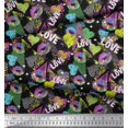 thumbnail image 3 of Soimoi Black Modal Satin Fabric Text,Lips & Heart Printed Fabric 1 Yard 42 Inch Wide, 3 of 3