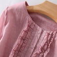 thumbnail image 4 of EGNMCR Robes de Fête pour Femmes Robe Rétro pour Femmes en Coton et Lin à Col Rond à Double Couche avec Laçage, Taille Resserrée, Robe de Voyage pour les Fêtes, 4 of 7