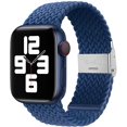 thumbnail image 1 of Boucle Tressée Solo Ajustable avec Boucle Compatible avec Apple Watch pour Hommes et Femmes, Bracelet Souple en Nylon Extensible Élastique pour iWatch Series SE 6 5 4 3 2 1 (Bleu, 38/40 mm), 1 of 5