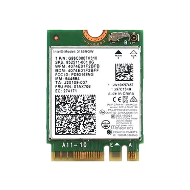Intel Carte Sans Fil 3168NGW Double Bande 3168 PCI-Express 802.11ac WLAN Bluetooth 4.2 WiFi G86C0007K310