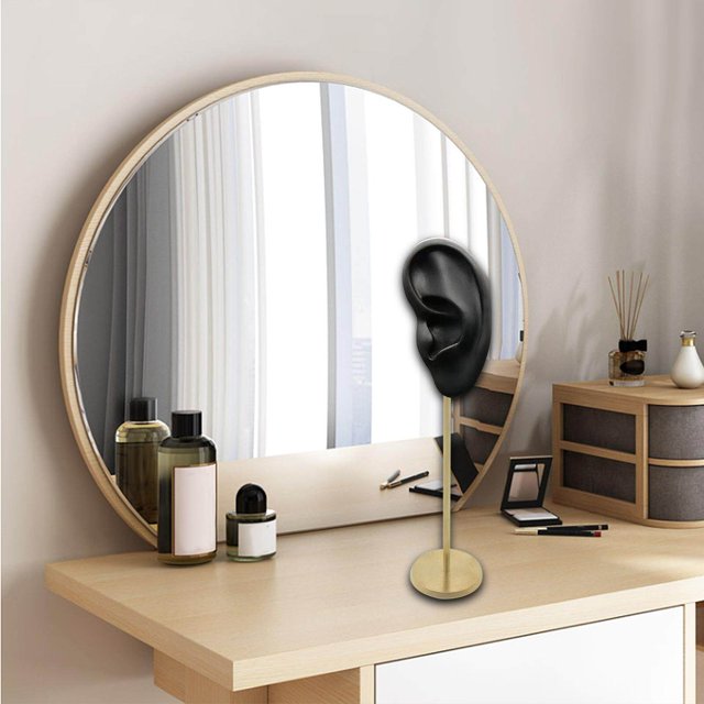 Earring Display Stand Human Ear Model Stud Holder Earring Holder Retail Showcase Jewelry Organizer Left Ear Black