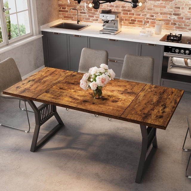 AKDSteel 70.8in Dining Table for 4-6, Rectangular Table for Kitchen and Dining Room, Farmhouse Kitchen Tables with Large Tabletop