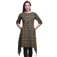thumbnail image 1 of Bimba Hauts Imprimés Ikat à Losanges Noirs pour Femmes Kurti Asymétrique Robe d'Été pour Filles Petit, 1 of 6