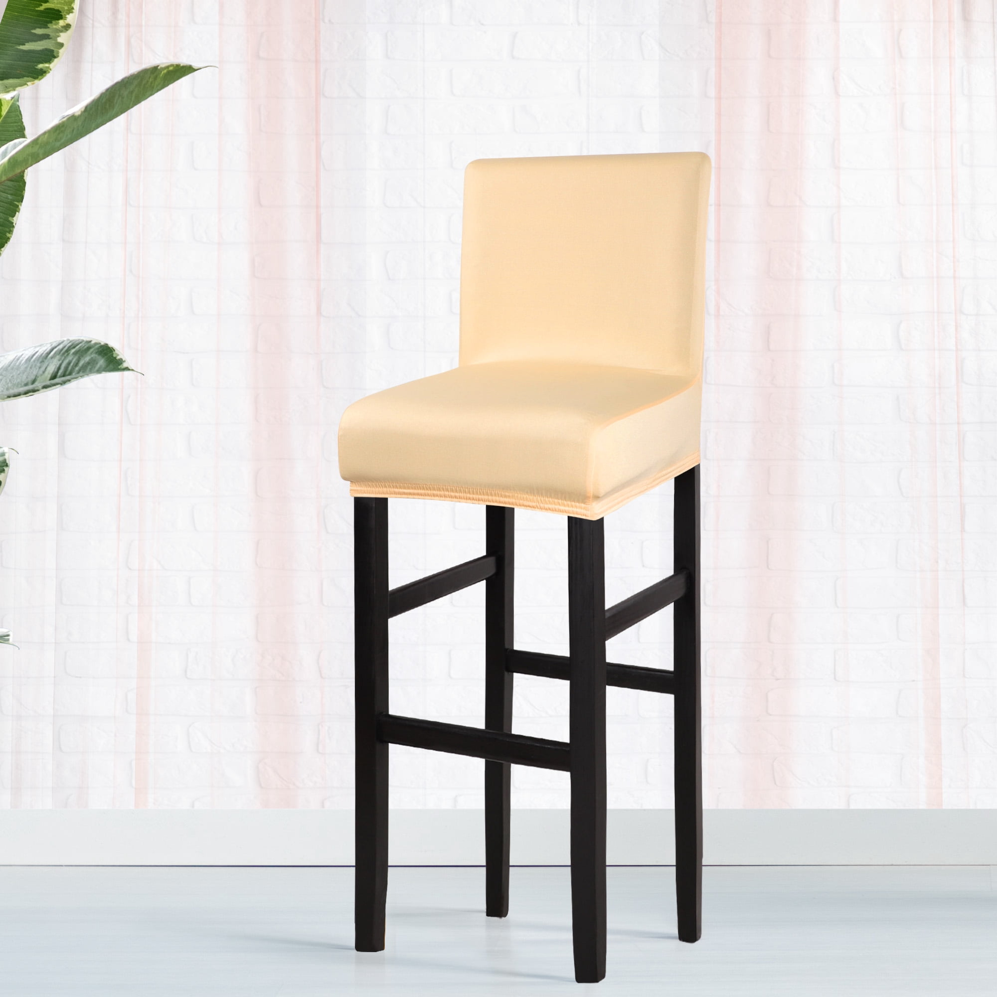 PiccoCasa Stretch Spandex Bar Stool Cover for Short Back Chair Champagne 1