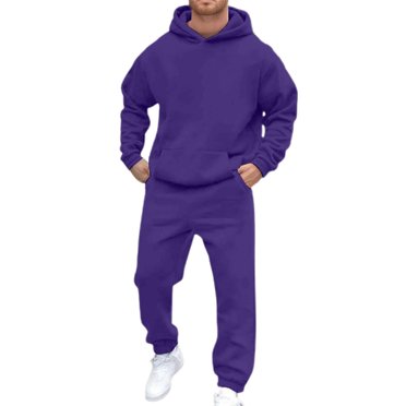 Wdgfv Mens Track Suits 2 Piece Set Hoodie and Sweatpants Casual Athletic Jogging Suit Drawstring Running Gym Sweat Suits Purple XXXL