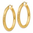 thumbnail image 2 of 14K Yellow Gold Diamond Cut 4mm Round Hoop Earrings, 2 of 3