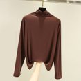 thumbnail image 2 of Yuyuzo Women's Long Sleeve Shirts Turtleneck Basic Solid Color Slim Fitted Base Layer Undershirts, 2 of 3