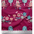 thumbnail image 1 of Soimoi Poly Crepe Fabric Floral,Tree & Owl Kids Fabric Prints by Yard 42 Inch Wide, 1 of 3