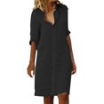 thumbnail image 1 of Kcodviy Robe Longue Taille Haute pour Femme, Femme Habillée, Nouée, Couleur Unie, Col Rond, Grande Taille, Robes Décontractées, Robe à Encolure, Robes de Travail pour Femmes, Bureau, Robes pour Femmes, Robe Midi d'Été Décontractée pour Femmes, 1 of 7