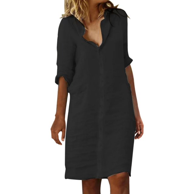Kcodviy Robe Longue Taille Haute pour Femme, Femme Habillée, Nouée, Couleur Unie, Col Rond, Grande Taille, Robes Décontractées, Robe à Encolure, Robes de Travail pour Femmes, Bureau, Robes pour Femmes, Robe Midi d'Été Décontractée pour Femmes