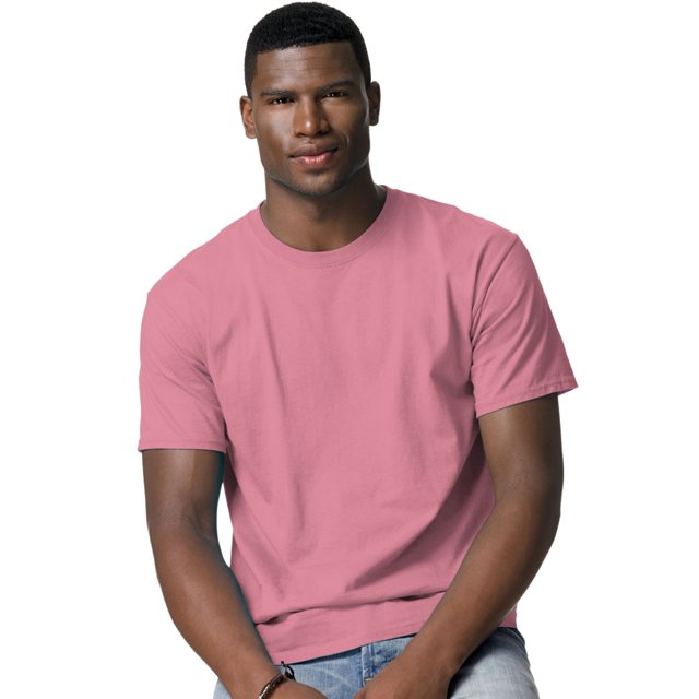 Hanes TAGLESS Men`s T-Shirt - Best-Seller, 2XL, Pink