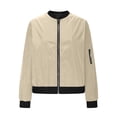 thumbnail image 4 of Womens Fashion Jacket Casual Stand Collar Zip Up Lightweight Coat Fall Color Block Jackets with Pockets Khaki S, 4 of 8