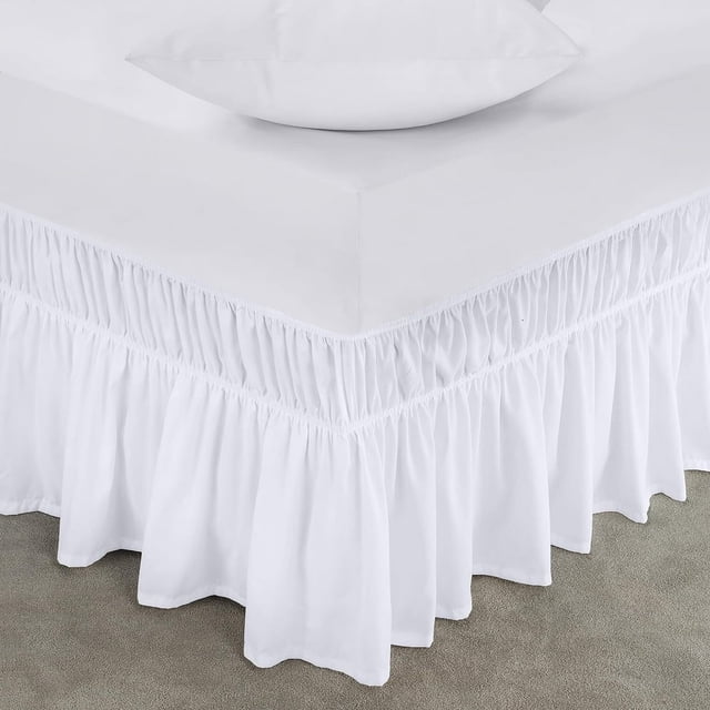 EIGTHTAIL Ruffled Grey King Size Bed Skirt Dust Ruffle for King Bed with 15” Drop Soft and Solid Microfiber Classic Style California King Silver Gray Bedskirts
