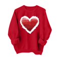 thumbnail image 2 of Styesk Chemises à Manches Longues pour Femmes Imprimé Cœur Hauts Confortables Doux Col Rond T-Shirts Chandail Mode Léger Chandail en Molleton Graphique de la Saint-Valentin Hauts Décontractés, 2 of 3