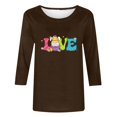 thumbnail image 4 of Xihbxyly Hauts Décontractés pour Femmes T-shirt à Col Rond Imprimé de Pâques à Manches 3/4 T-shirt à Col Rond Chandail à Enfiler Tendance à Petit Budget, 4 of 5