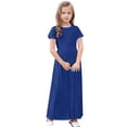 thumbnail image 4 of biudgviw Robe Maxi pour Filles à Manches Courtes, Col Ras du Cou, Couleur Unie, Robe Trapèze Décontractée, Robe d'Été Longue avec Poches, 4 of 6
