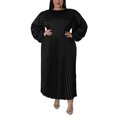 thumbnail image 1 of LUXUR Femmes Maxi Robe de Cou Robes de Couleur Unie Décontracté en Vrac Manches Longues Noir 4XL, 1 of 5